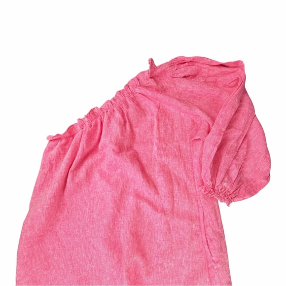 LAKE Women's One-Shoulder Milly Linen Midi Dress In Zinnia Pink In Size M - Picture 4 of 9